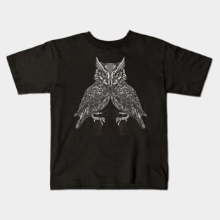 Surreal Owl, with two bodies, but only one head Kids T-Shirt
